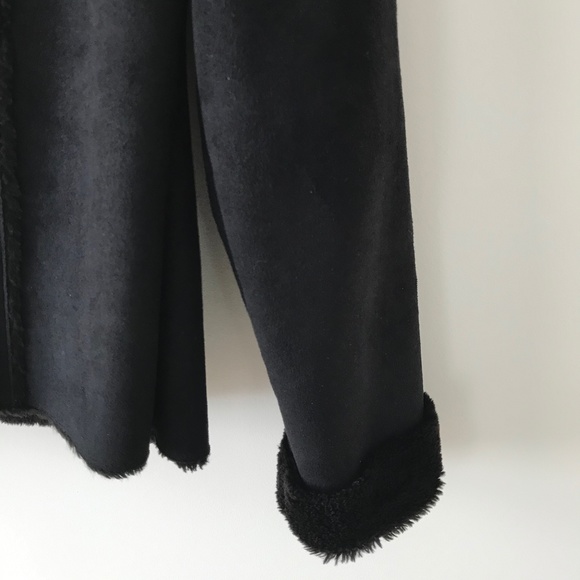 WHBM Black Faux Shearling Wrap Jacket - Picture 11 of 16